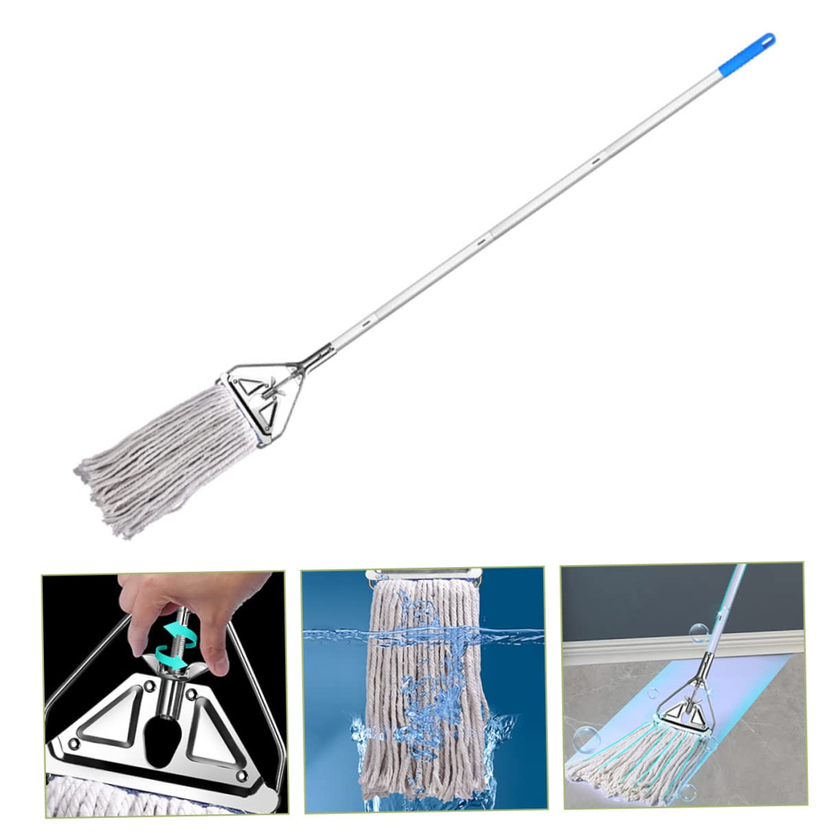 KOMBIUDA Mop Autostrizzante in Cotone per Pulizia Pavimenti, Scopa per Lavare i Pavimenti per Casa, in Lega di Alluminio e Abs, per Legno e Sughero