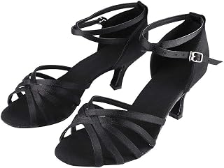 1 Pair Dance Shoes, Soft Comfortable Women's Professional Latin Dance Shoes Satin Salsa Ballroom Wedding Dancing Shoes Fashion 7cm High Elegant Heel Dance Shoe for Women