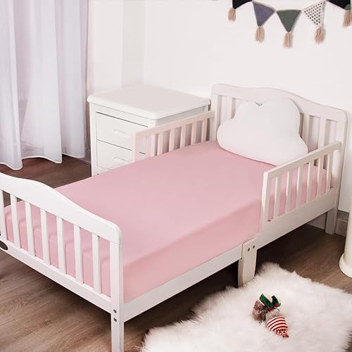 Miniatura 6 de Sábanas elásticas para cuna para niñas, paquete de 2 sábanas bajeras para cuna estándar y colchón de niño pequeño, 52 x 28 pulgadas, suaves y
