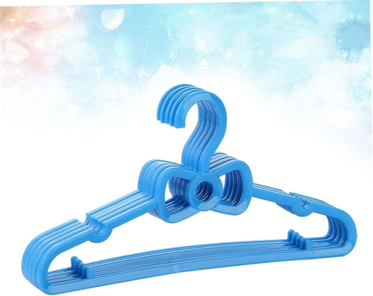 KOMBIUDA 10pc Boy Girl's Bow Hangers Solid Plastic Clothes Hangers for Boy Girl Non-Slip Design Blue for Nursery Closet Organization