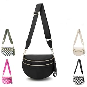 EMMAFY Crossbody Bags For Women Waterproof Oxford Bum Bag with Adjustable Strap Large Capacity Travel Purse