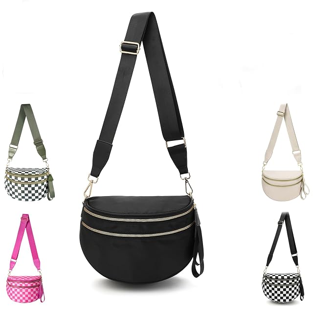 EMMAFY Crossbody Bags For Women Waterproof Oxford Bum Bag with Adjustable Strap Large Capacity Travel Purse