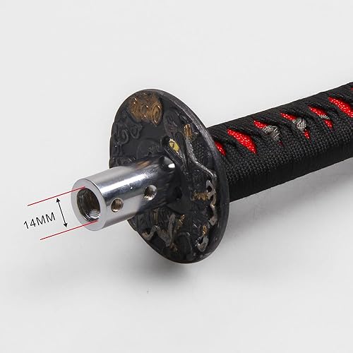 Miniatura 4 de Katana - Pomo de palanca de cambios de espada samurái, ajuste universal, 10.433 in, longitud negra y roja, para la mayoría de los autos