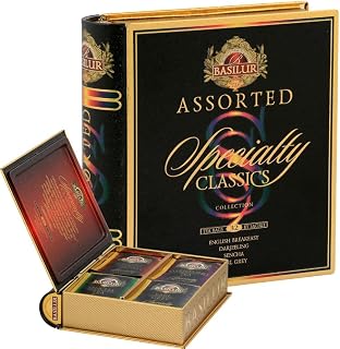 バシラーティー 【世界65カ国で愛される紅茶ギフト】ティーバッグ4種アソート32袋入り（クラシックティー）本型 缶 ブック プレゼント 個包装 おしゃれ 誕生日 お中元 水出し 高級 アイスティー(イングリッシュブレックファースト ダージリン 煎茶 アールグレイ) 【70334】