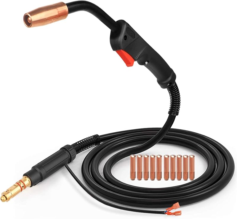 MIG Welding Gun Torch 100Amp 10' Replacement for Lincoln Magnum 100L K530-5 | Zinger 100A 10FT Lincoln Welder Replacement for Lincoln Magnum 100L K530-5,with 10PCS Mig Welding Contact Tips