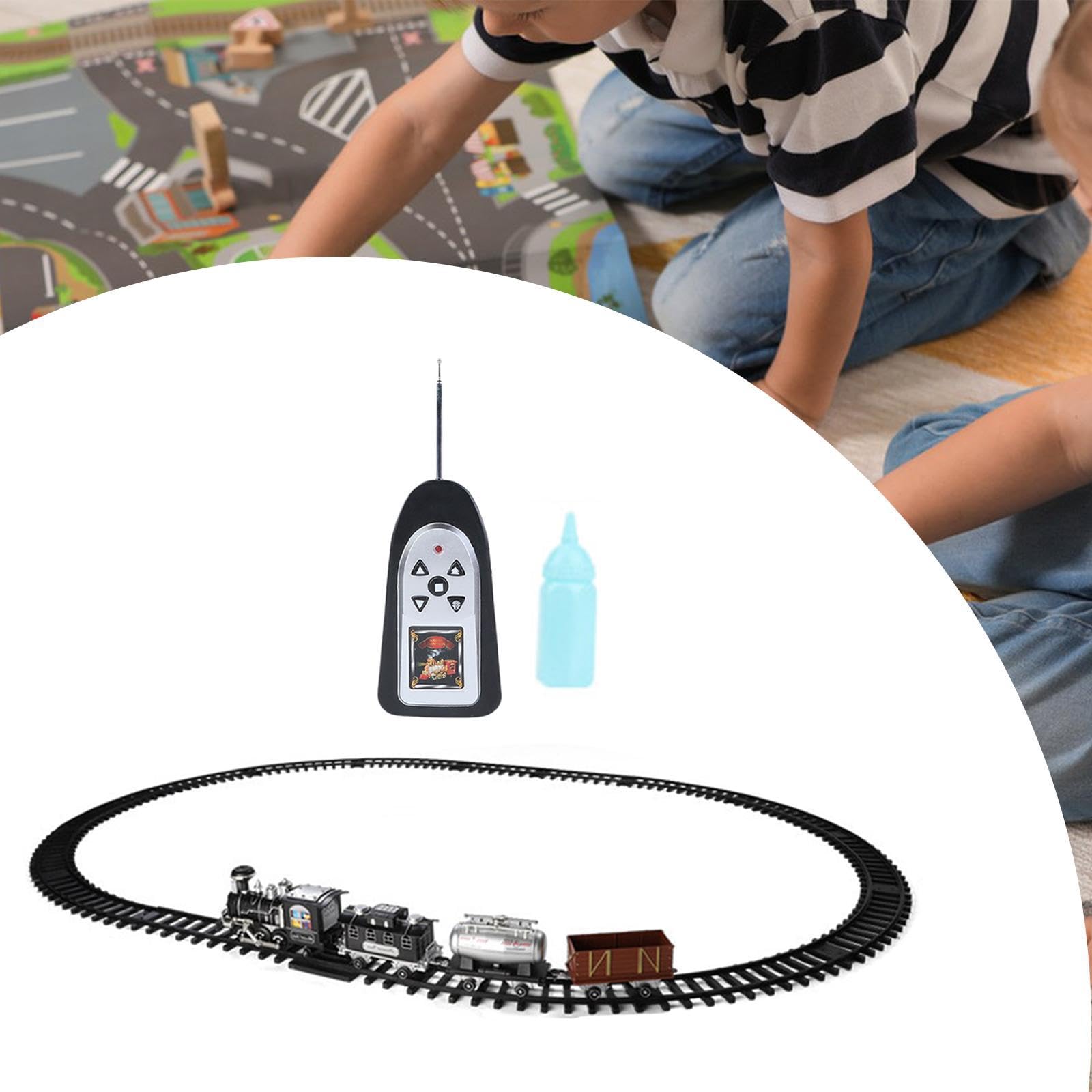 Tren de Juguete para Niños, Tren Teledirigido con Luces Y Sonidos, Locomotora de, Tren Eléctrico con Vías para Niñas Y Niños.