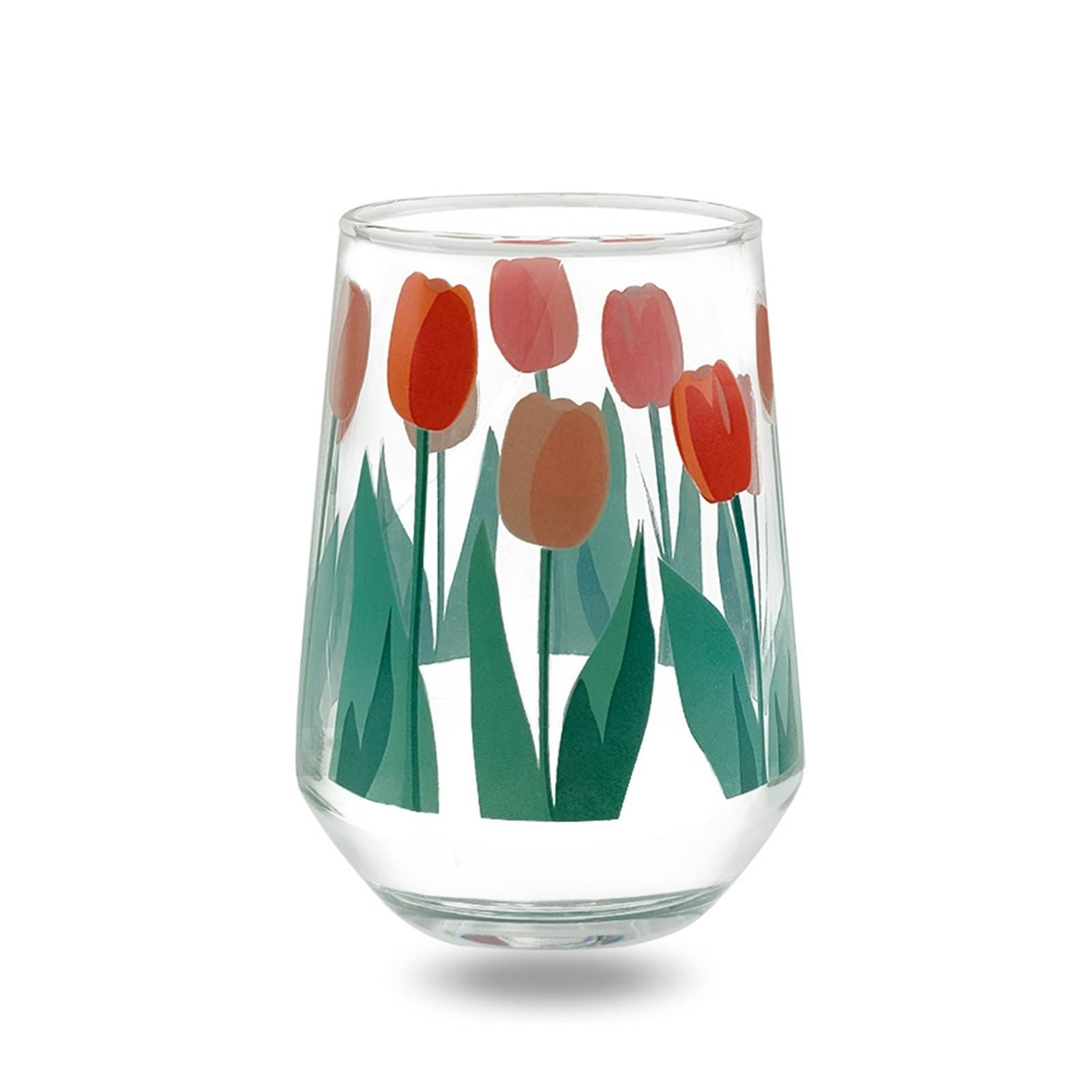 Verre vibrant pour le café grand verre à motif tulipe mignon