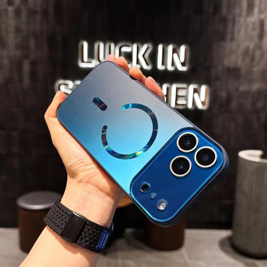 Étui magnétique iPhone 16 Pro Max bleu laser à protection d'objectif