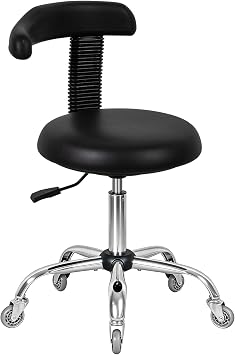 Antlu Rolling Stool with Back Support Tattoo Chair for Artist, Adjustable Esthetician Lash Chair for Dental Shop Sewing Nail Tech, Desk Shop Stools with Wheels