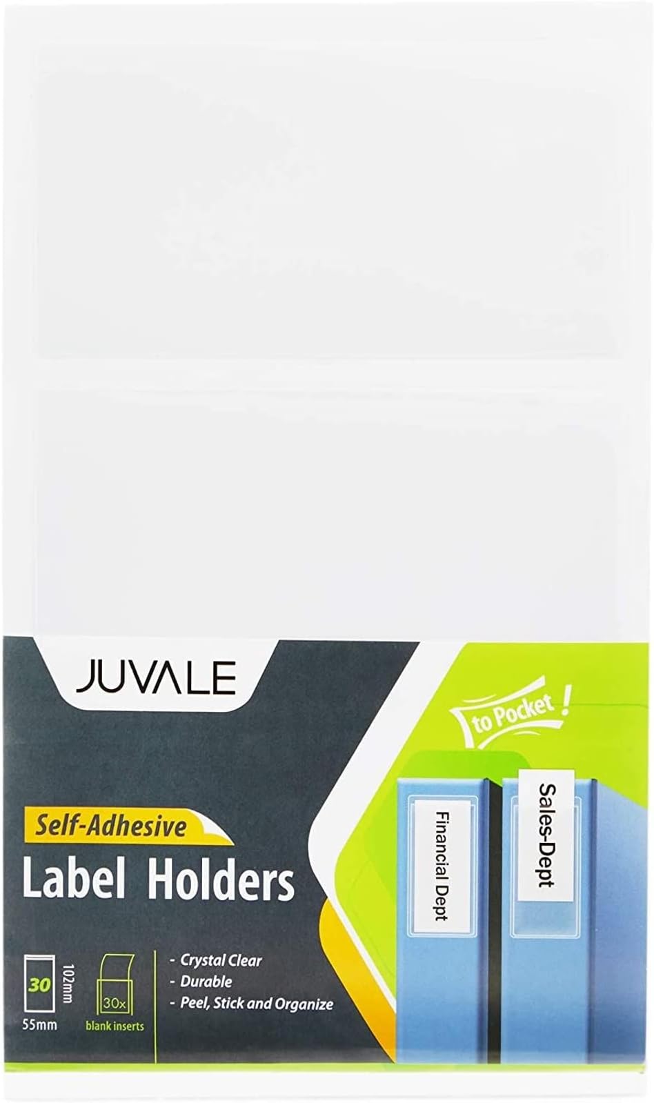 Juvale 30 Pack Adhesive Pockets with Blank Card Labels & Clear Label Holders for White Cards (2.1 x 4 Inch) - Office Supplies - Adhesive Pocket Blanks