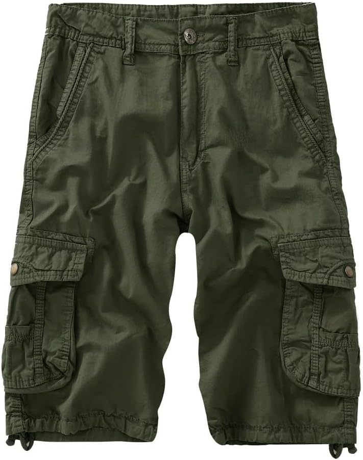 Men's Cargo Shorts Cotton Loose Work Casual Shorts No Belt
