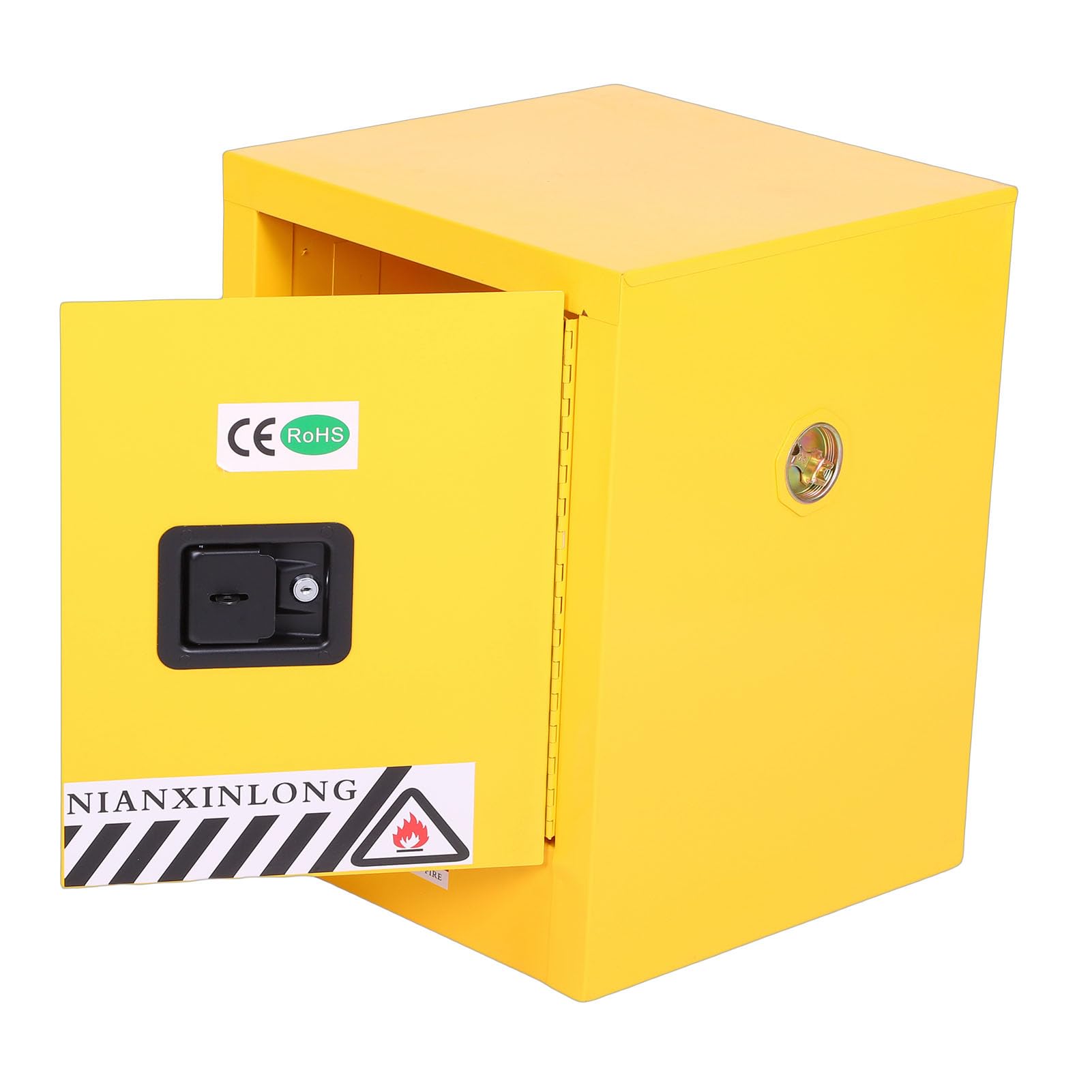 SIXRUN Gabinete de Almacenamiento Inflamable Gabinete de Seguridad de Acero 22 X 16,9 X 16,9 Pulgadas Bandeja de Fugas de Cuerpo Completamente Soldada con Ventilación de Bloqueo para Taller