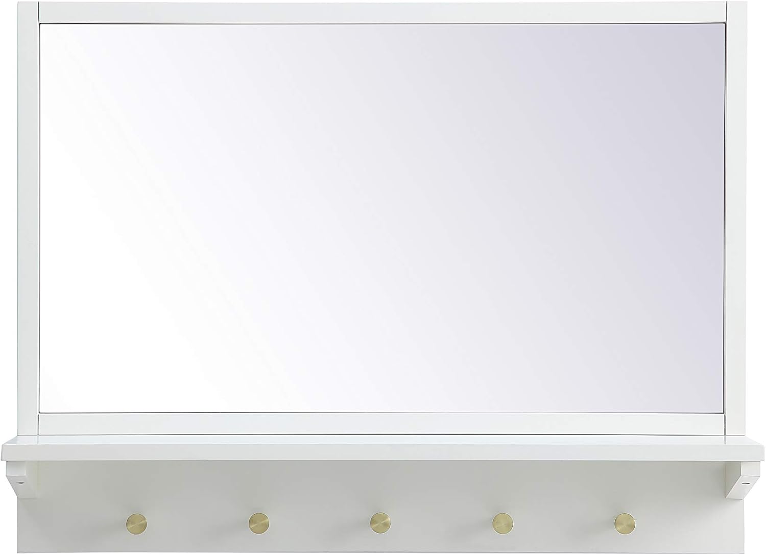 Elegant Decor Elle 28x21 Steel MDF & Glass Entryway Mirror with Shelf in White