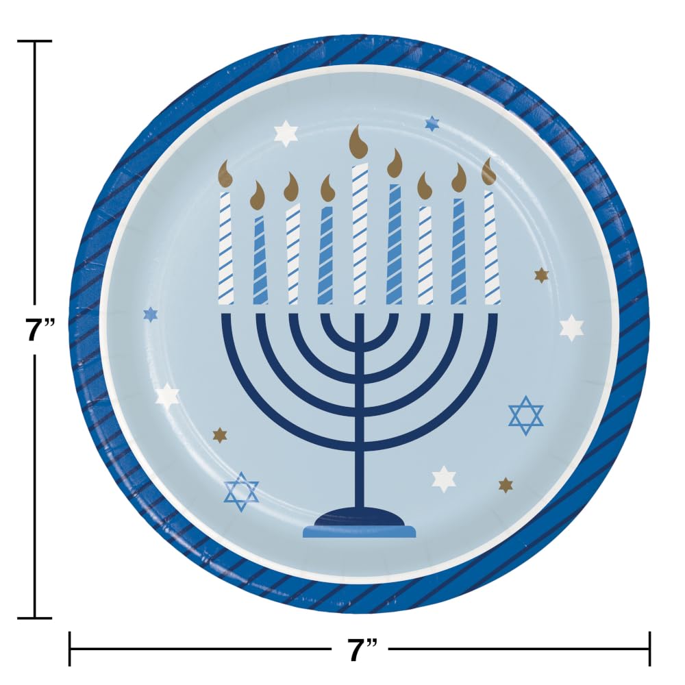 Trendware Hanukkah Celebration Dessert Plates, 24 Count