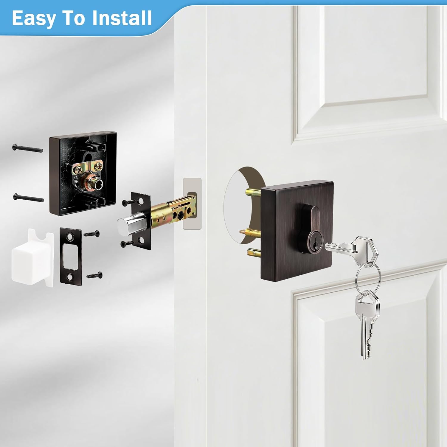 3 Pack Keyed Alike Double Cylinder Deadbolts Oil Rubbed Bronze, Keyed Both Side Deadbolt Lock with Same Keys, Interior & Exterior Door Hardware (for Entrance Lock and Front Gate)