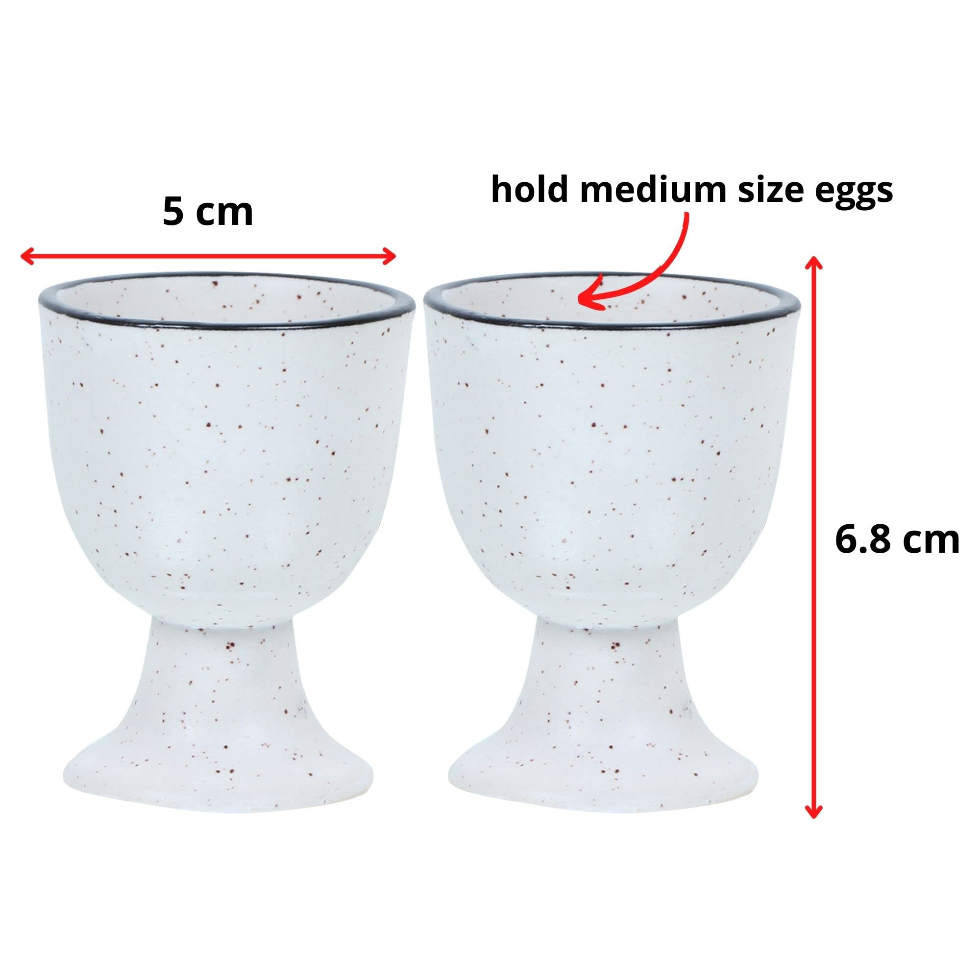 Soft Boiled Egg Holder | Ceramic Egg Cup Set | Ceramic Egg Holder, Ivory and Black 2 PCS Each 2
