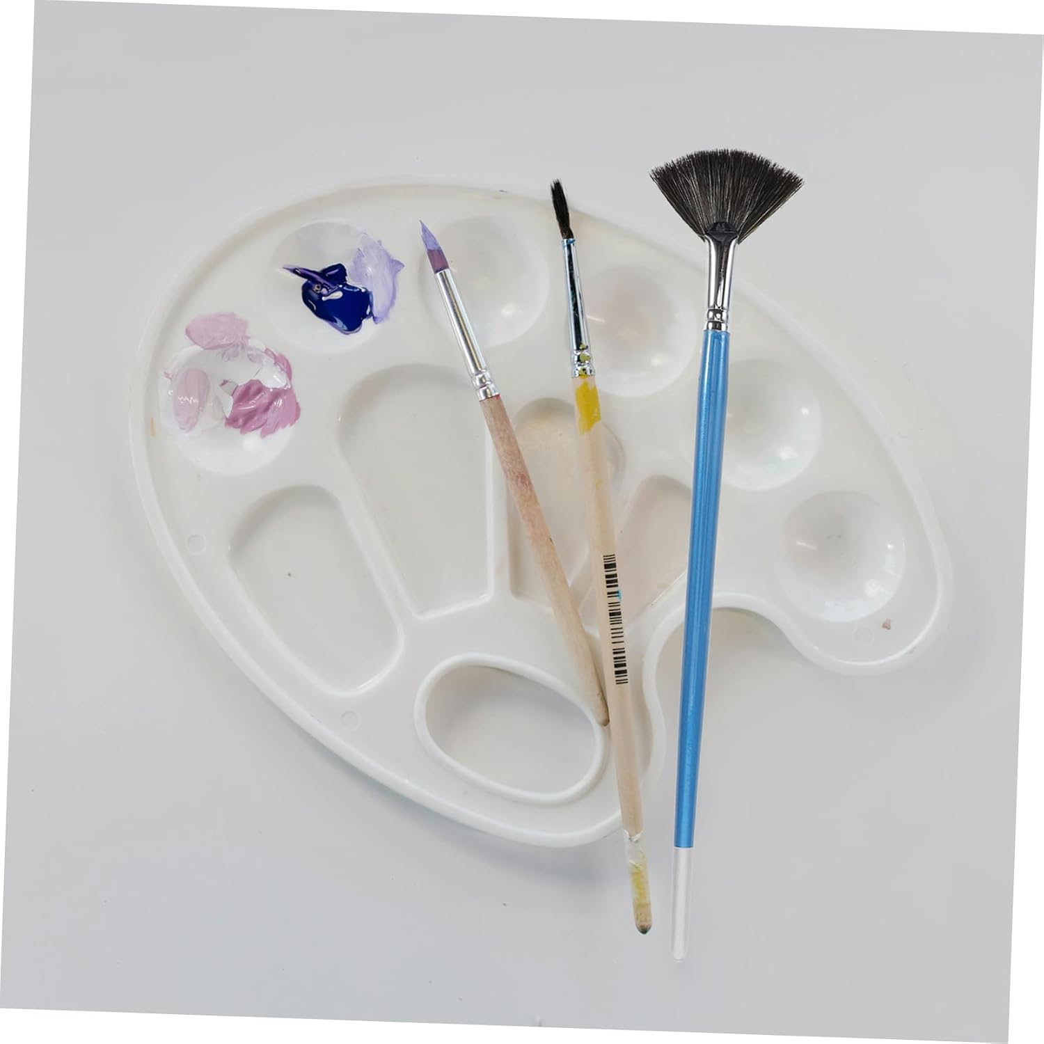NUOBESTY Ceramic Glaze Fan Pen Paintbrush Fan Shape for Oil Watercolor Pottery Brushes Watercolor Board Brush Kit