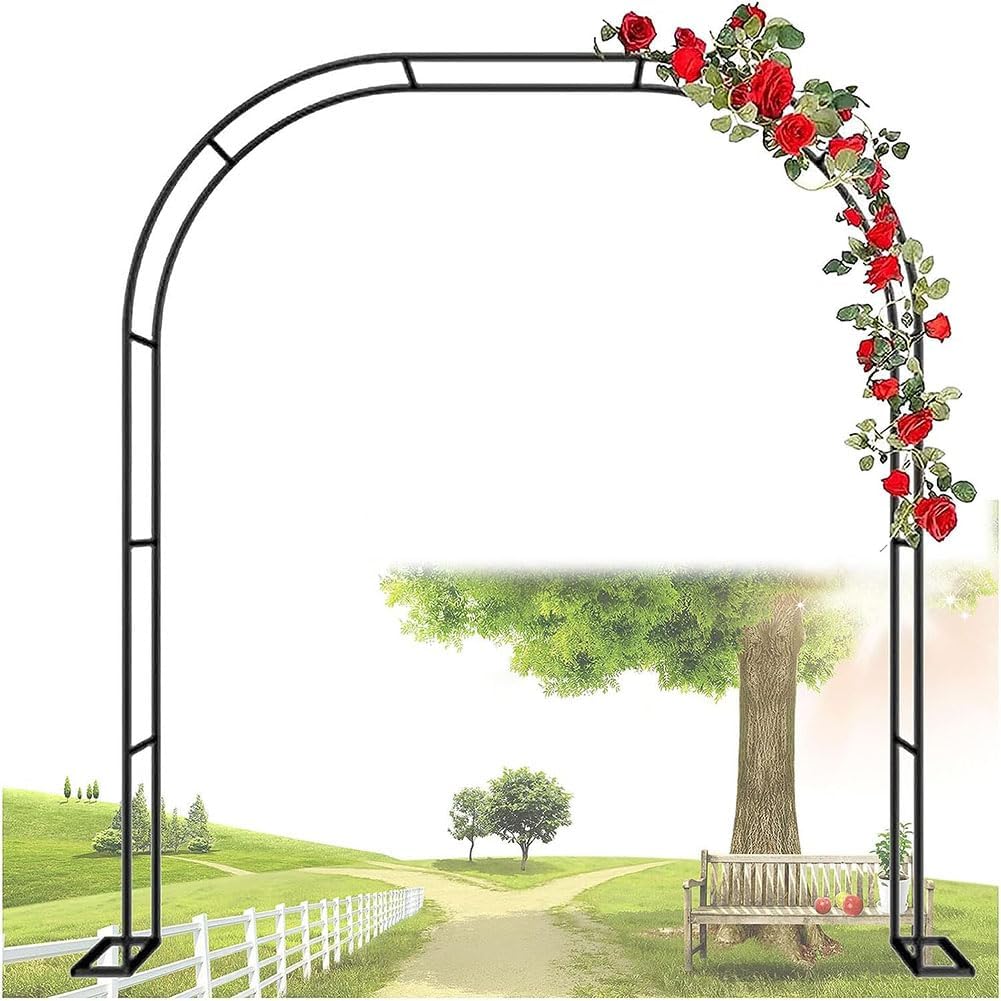 Outdoor Metal Garden Arch Heavy Duty Rose Arbor Climbing Plants Support Archway Large Wedding Arches 140Cm 180Cm 240Cm 120Cm Wide,White,W3M*H2.2M