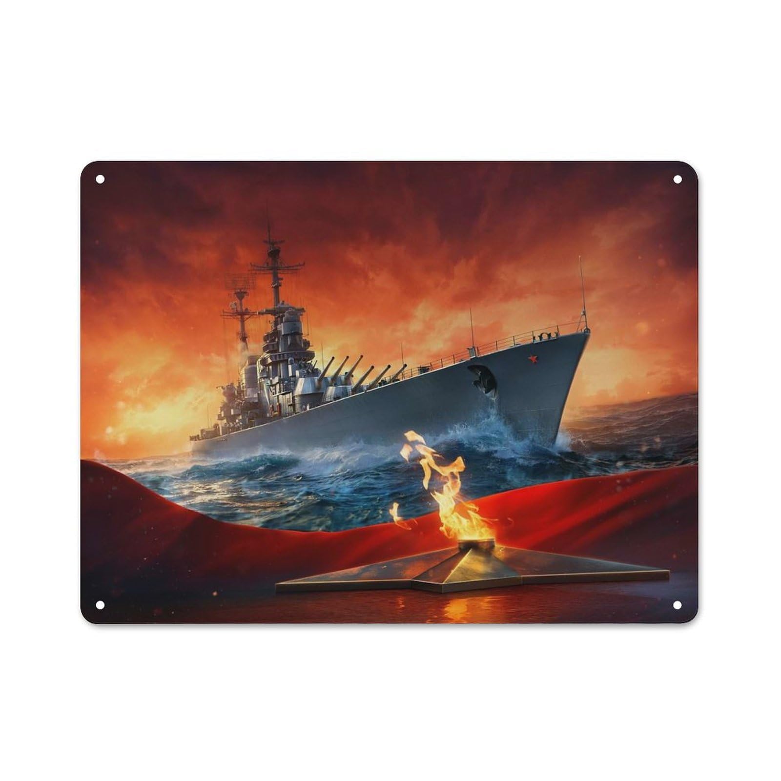 Junmoney Style-18 Nostalgic Stalingrad Battlecruiser Metal Wall Sign 30X40cm, Classic Pub Decor For Bar, Kitchen, Garage Or Games Room