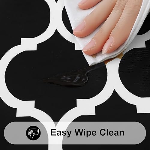 Miniatura 322 de Smiry - Mantel redondo de vinilo ajustable con bordes elásticos y parte trasera de franela, mantel de vinilo impermeable, lavable, diseño enrejado