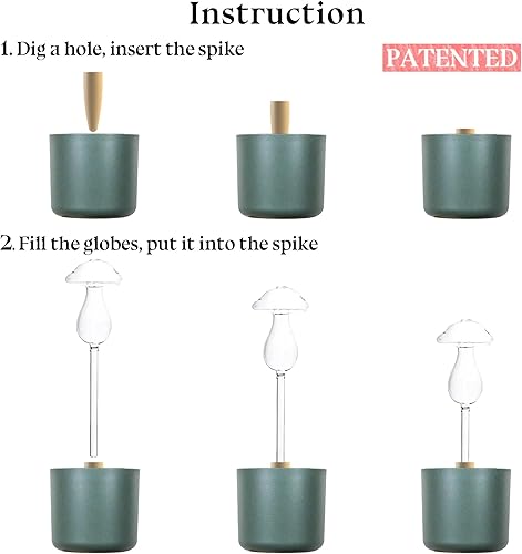 Miniatura 9 de Paquete de 2 globos de riego de plantas iridiscentes que no se obstruyen con picos de terracota, vidrio soplado a mano, inserto de maceta de riego