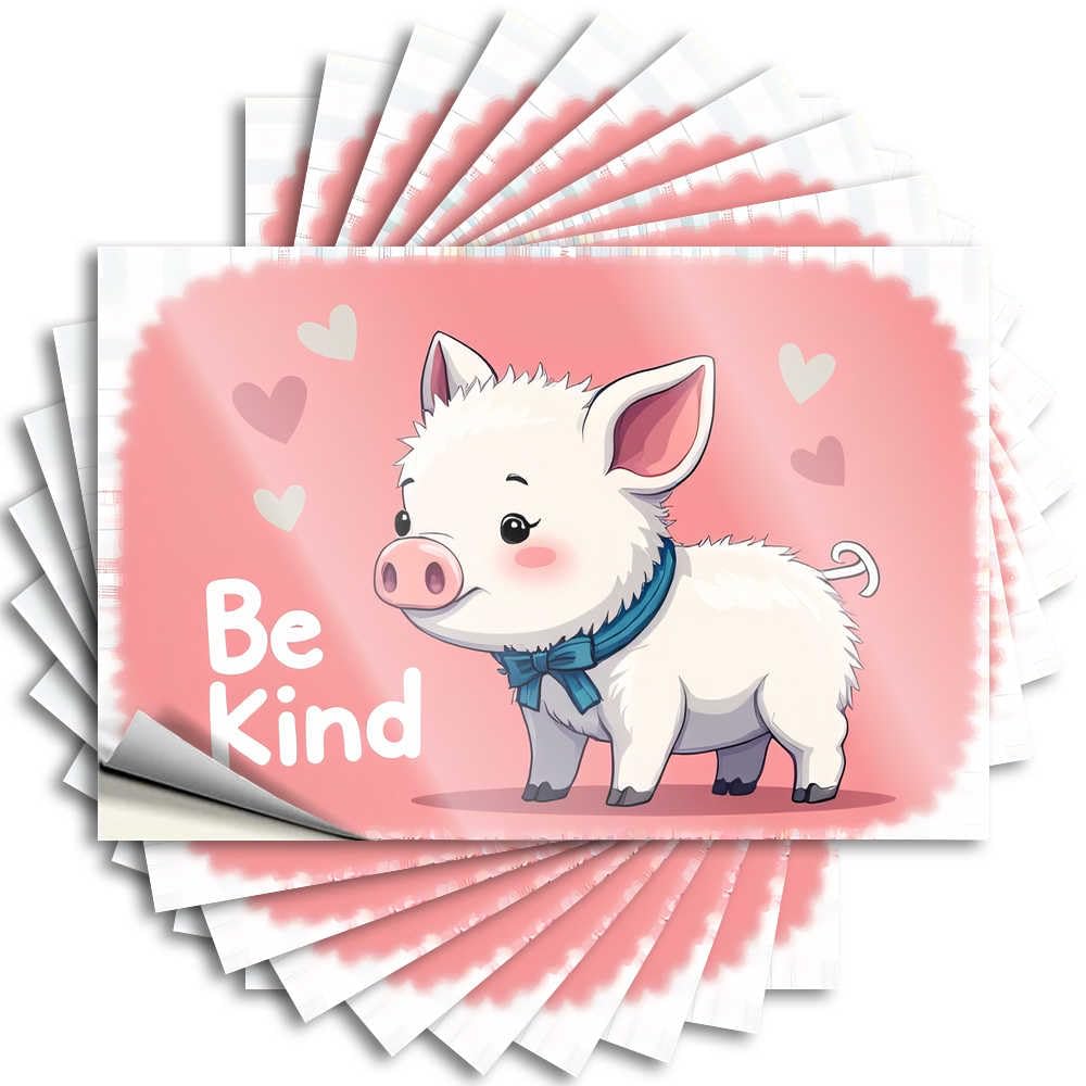 Abipuir Funny Bumper Sticker Be Kind: A Heartwarming Message From The Pig Stickers of 10 Christmas Car Stickers, Funny Garage Signs for Men (8 x 12 cm)