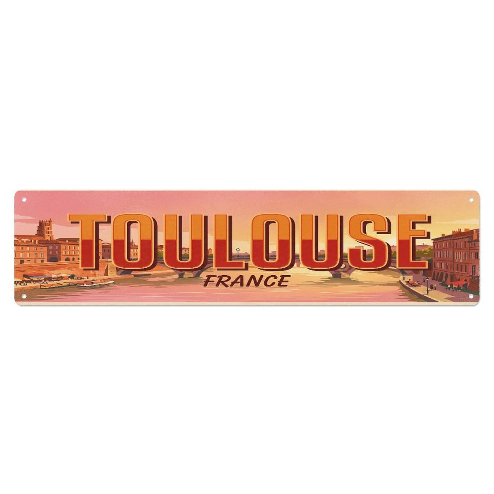 Metal Tin Sign Retro Travel France Toulouse