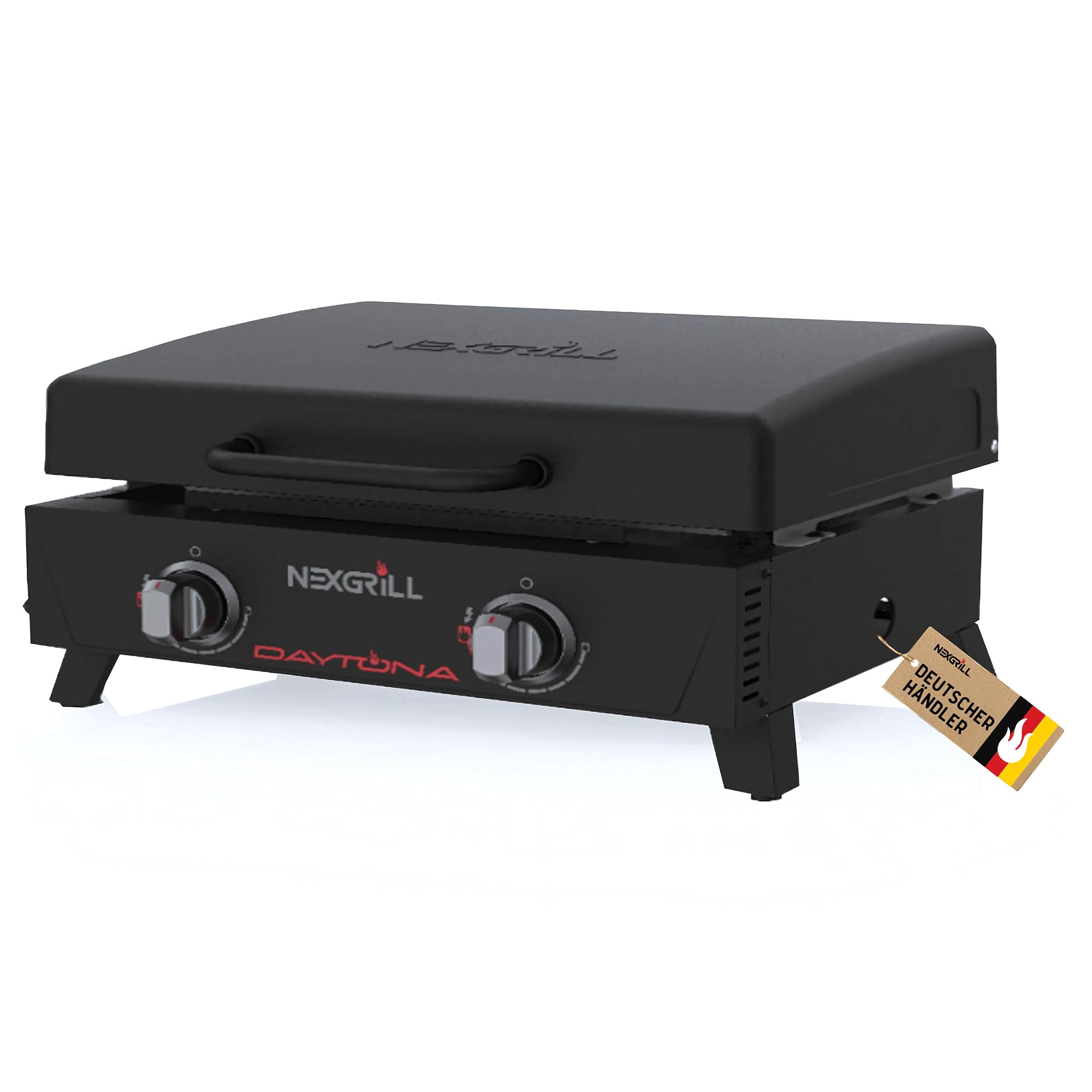 Nexgrill 2-Brenner Tabletop Plancha – Kompakter Tischgrill mit keramikbeschichteter Grillplatte – Gasgrill ideal für Camping, Garten & Outdoor BBQ, 5,86 kW