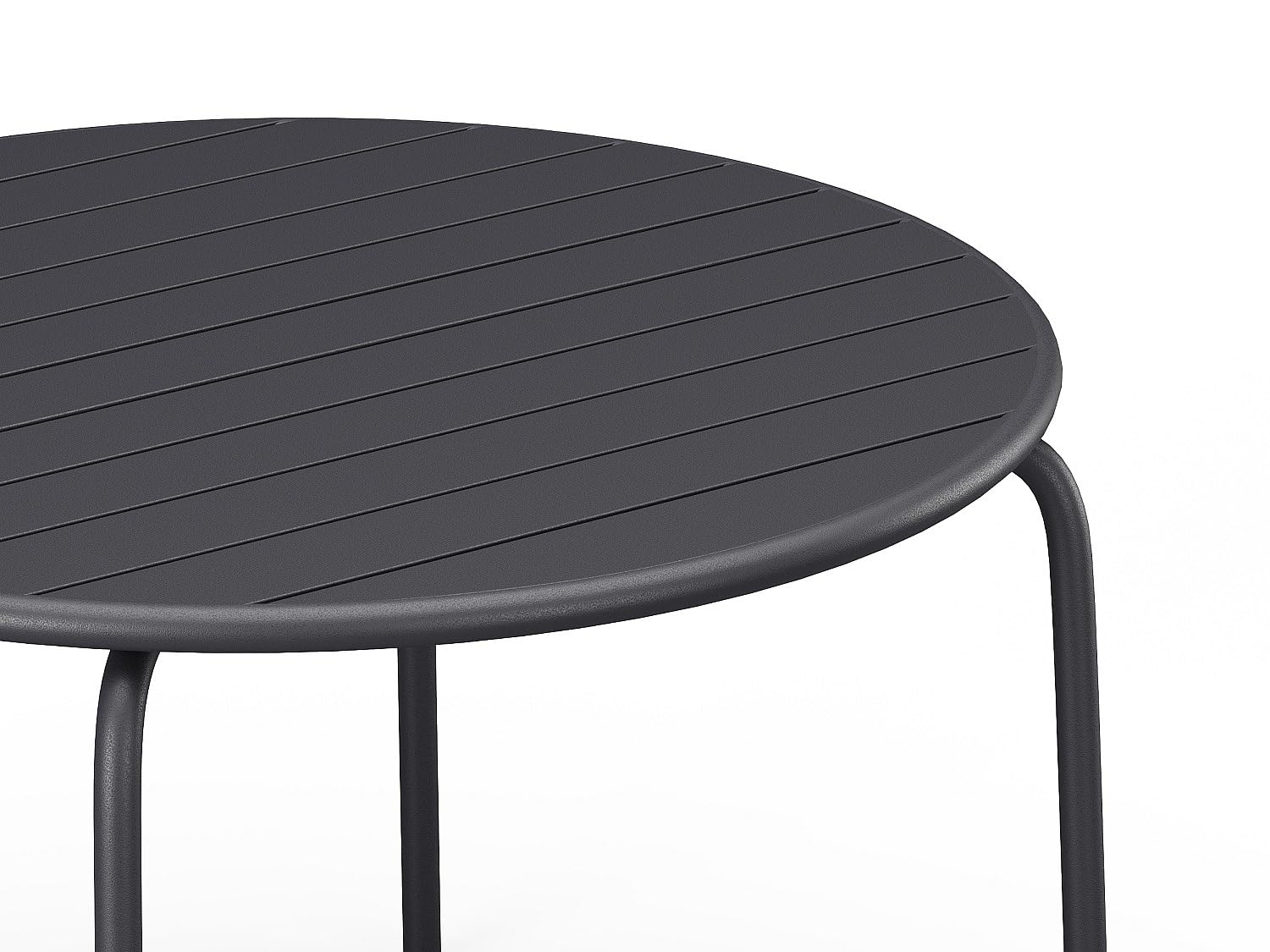 Vente-unique - Table de Jardin Ronde D.110 cm en métal - Gris Anthracite - MIRMANDE de MYLIA