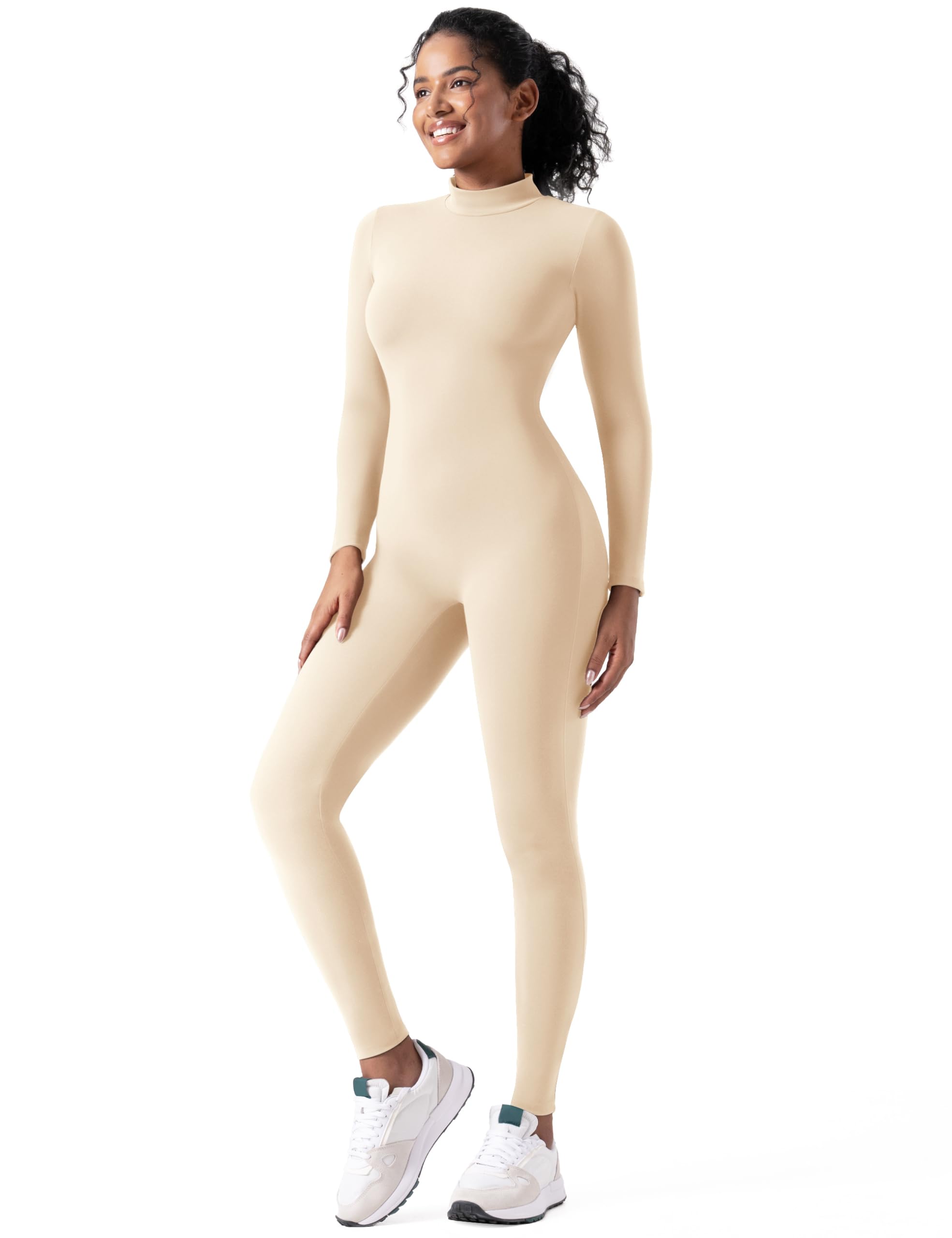 speerise Women Bodysuit Rompers Long Sleeve Jumpsuits Leotards One Piece Tummy Control Yoga Workout Outfits