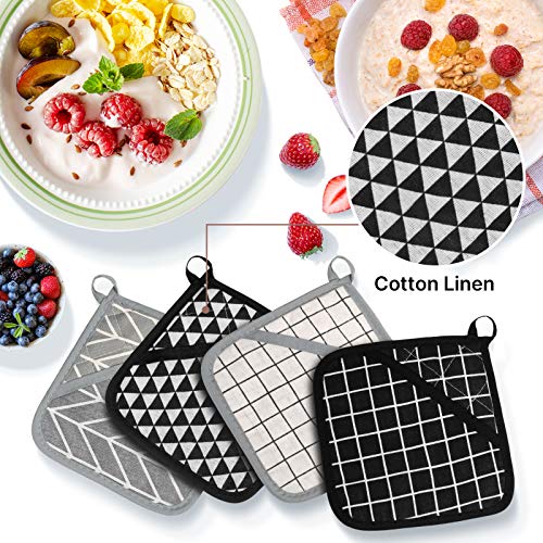 7 Pieces Square Pot Holders Washable Heat Resistant Pocket Mitt With Hanging Loop And Round Thread Weave Coaster Braided Drink Hot Pad Absorbent Woven Coaster For Kitchen Cooking Dinning #TOP3