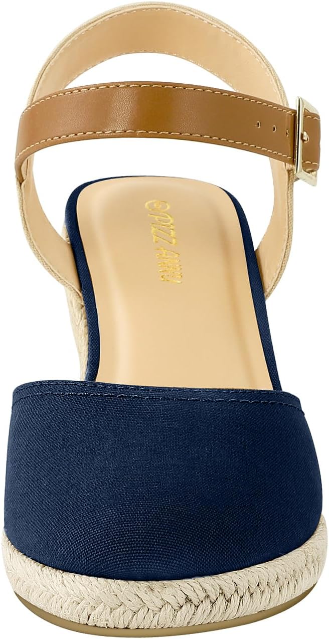 PIZZ ANNU Women's Espadrille Low Wedge Heel Sandals with Buckle Ankle Strap Close Toe Casual Dressy Summer Platform Shoes - Image 6