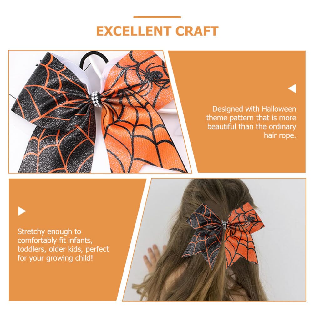 Beaupretty 8 Pcs Halloween Bow Knot Hair Ties Spider Web Hair Bands Stretchy Ponytail Holders for Girls Toddlers Kids