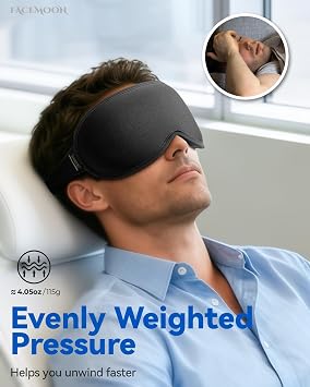 FACEMOON Blackout Weighted Eye Mask, 3D Sleep Mask for Men, Travel Gadgets