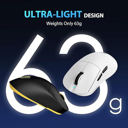 Vista 7 de Transformers GM04 - Mouse inalámbrico ligero para juegos de 2.22 oz, 12000 DPI, sensor PAW3311, duración de la batería de 100 horas, mouse Blanco