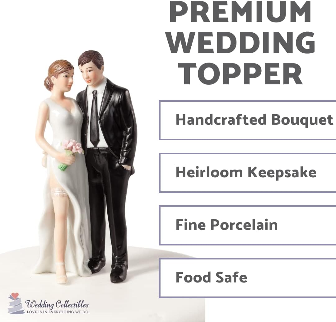 Wedding Collectibles Funny Sexy Tender Touch Wedding Cake Topper with Bride and Groom | Fun, Sexy, Humorous Figurine | Fine Porcelain | 5.25 Inches