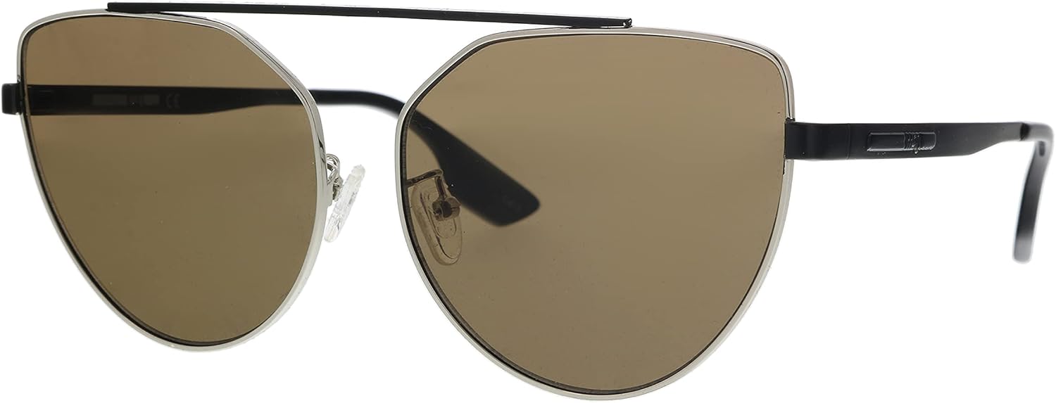 Alexander McQueen McQ MQ0075S-001 Silver Cateye Sunglasses