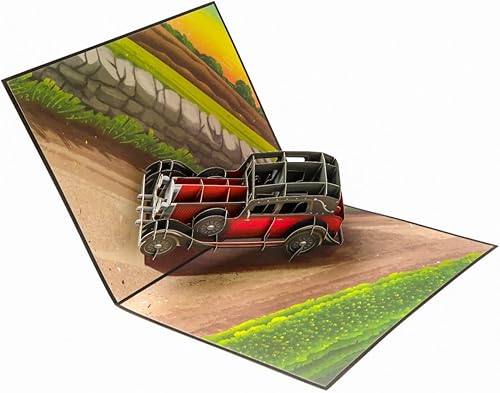 Miniatura 4 de PopLife Tarjeta desplegable 3D clásica de automóvil para todas las ocasiones, feliz cumpleaños, día del padre, felicitaciones, jubilación,