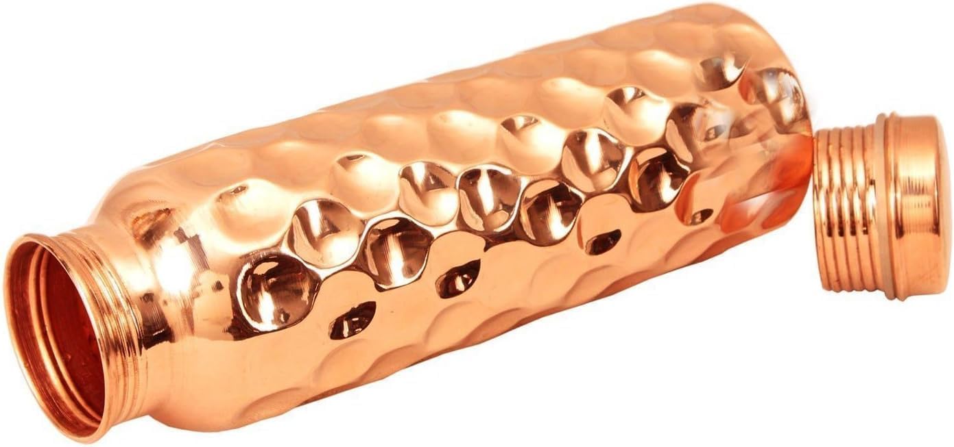Diamond Copper Water Bottle Water Storage Leak Proof Copper Utensils Silver Touch Flask Container For Kitchen Use- Pack Of 2, (1000 ml)