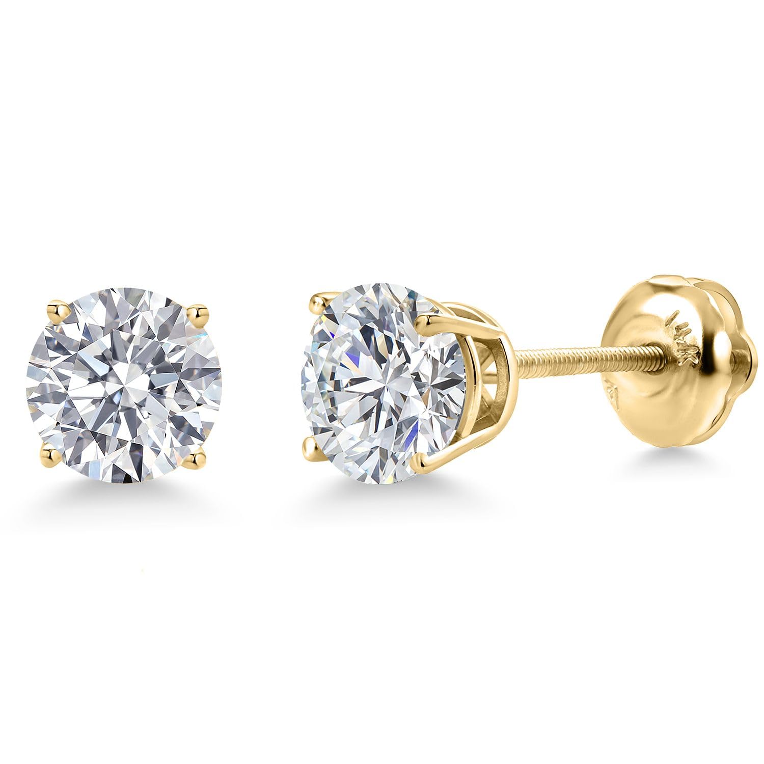 Gem Stone King 14K Gold Lab Diamond Stud Earrings