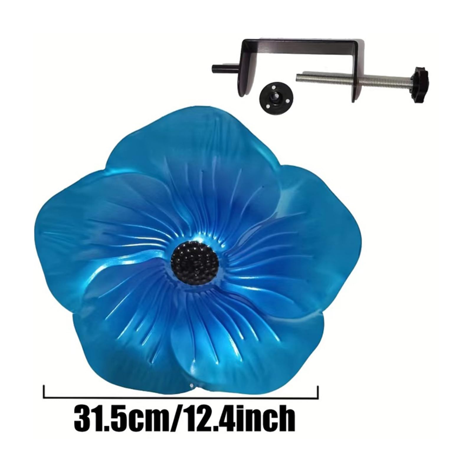 Abbeveratoio per uccelli in piedi blu – 32 x 32 x 5 cm – Abbeveratoio da giardino – per esterni, balcone e soluzione resistente al gelo e all'inverno – in metallo – Un ottimo regalo per gli