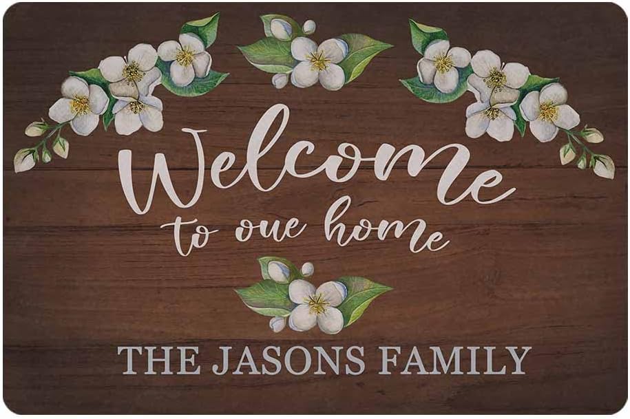 MyPupSocks Custom Door Mat, Personalized Rug Welcome Come to Our Home Name Doormat Door Mat Floor Rug 23.6 x 15.7 Inches Indoor Outdoor Front Entrance Bathroom Living Room Non Slip Decor
