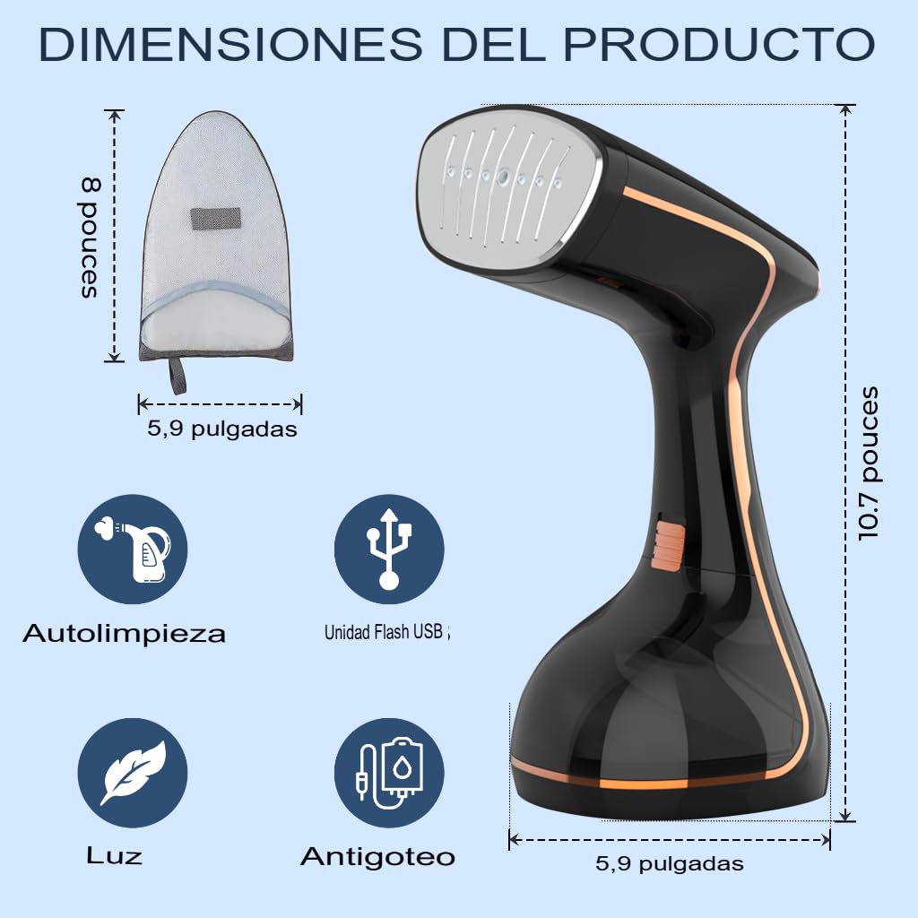 Plancha Vertical Vapor 1800W, Portátil y de Mano 2 en 1 con Pantalla LCD, Depósito 320ml, Antigoteo, Calentamiento Rápido – Steamer para Ropa Viaje y Hogar