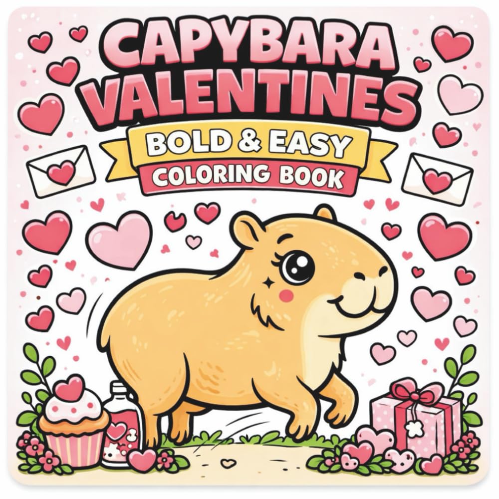 Capybara Valentines Bold and Easy Coloring Book (Bold & Easy Valentines Series)