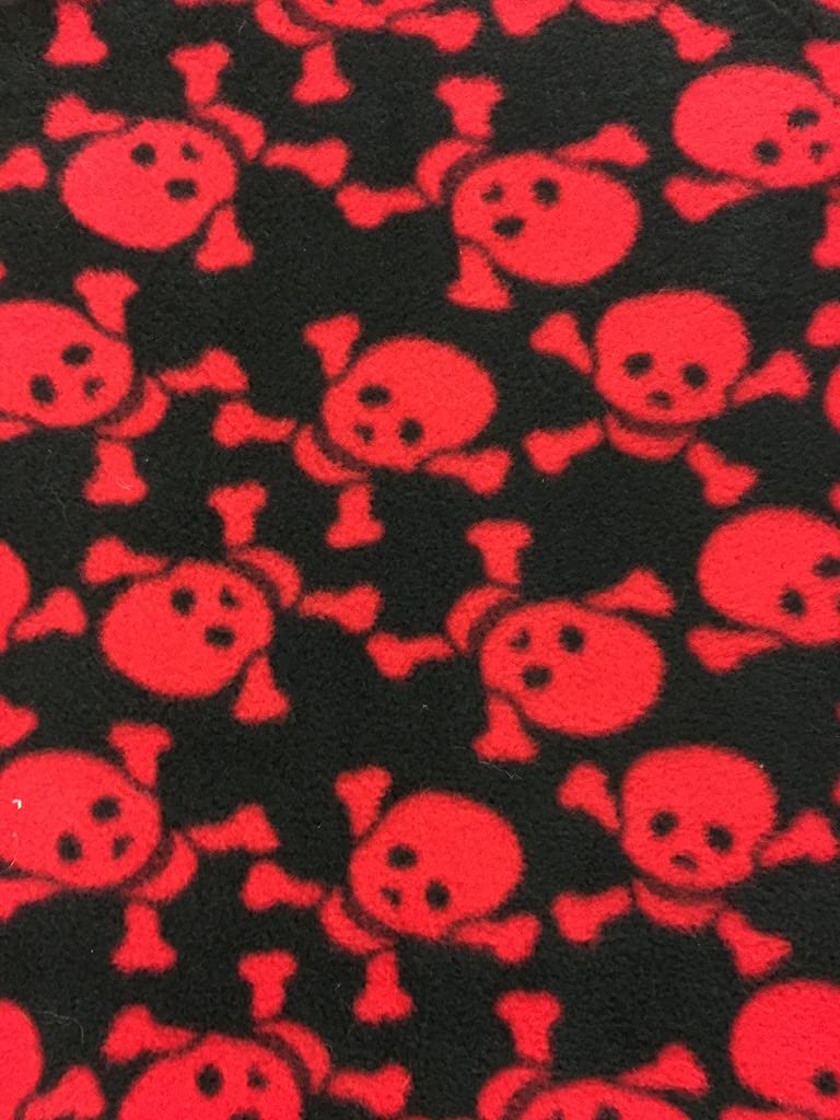 Tissu polaire à motifs têtes de mort noir et rouge pour créer des couvertures de canapé cosy