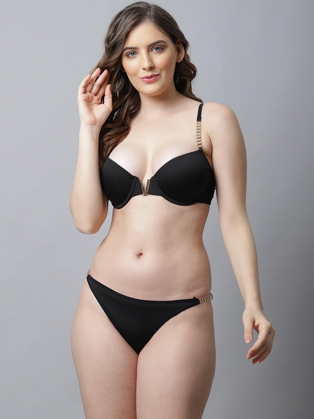 Cotton Blend Bra Panty Set for Women_BZ_PC-SET-6086-BLK-38B Multicolour-picture-18