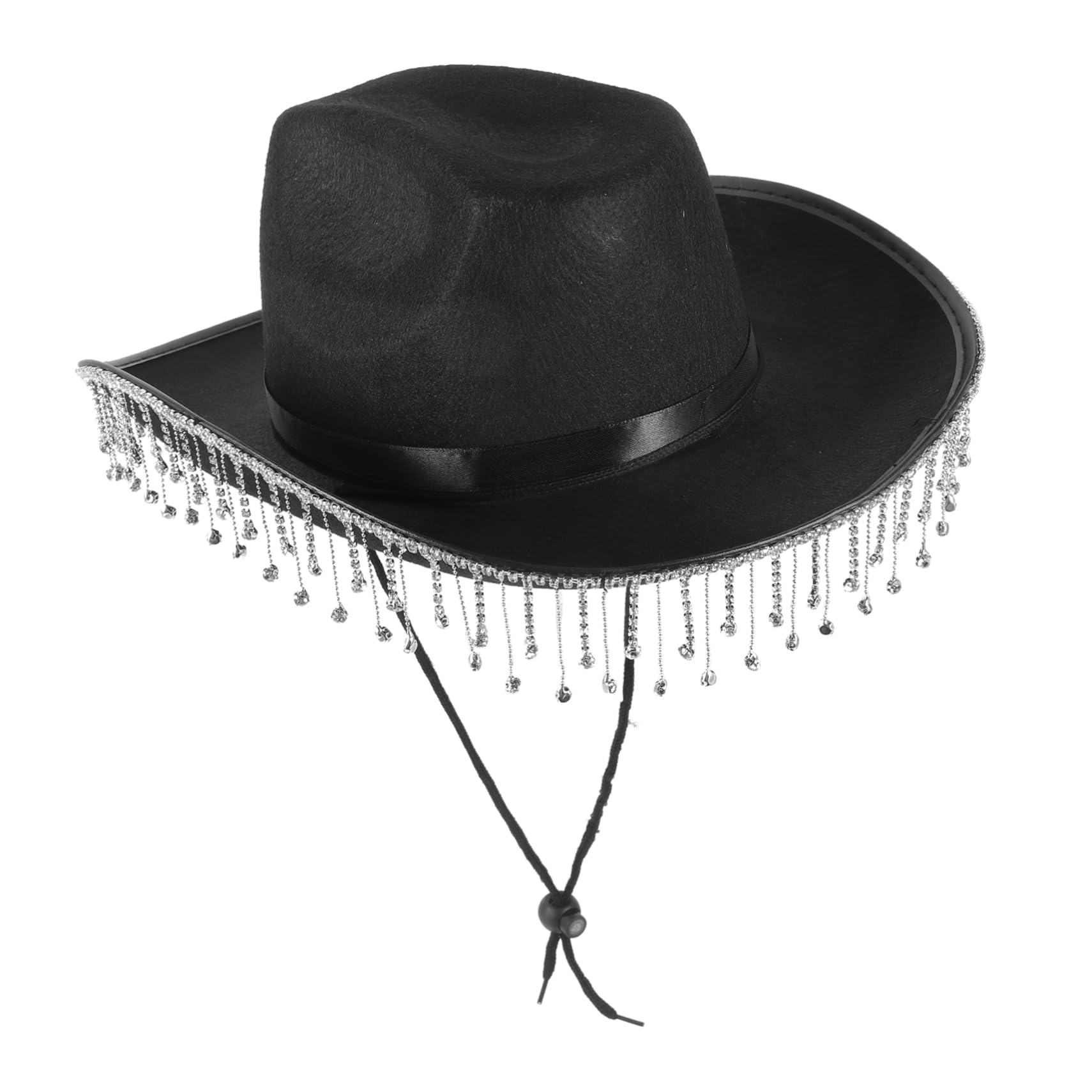 VALICLUD Sombrero de Vaquera para Mujer Sombrero de Boda Brillantes Gemas de Imitación Estilo Occidental Borlas para Fiestas de Boda y Eventos Occidentales