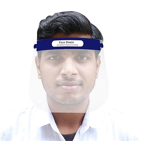 Pivalo PVFSN01 Disposable Face Shield with Adjustable Elastic Strap Anti-Splash Single Use Protective Facial Cover Transparent Full Face Visor with Eye & Head Protection (1 PC)
