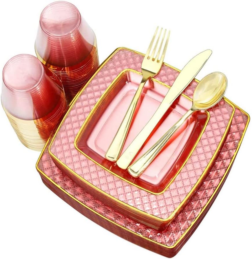 150pcs Party Tableware Transparent Color Phnom Penh Plate Wine Spoon Set of Cutlery Set (Color : C, Size : As Shown) (A As Shown) (B As Shown)