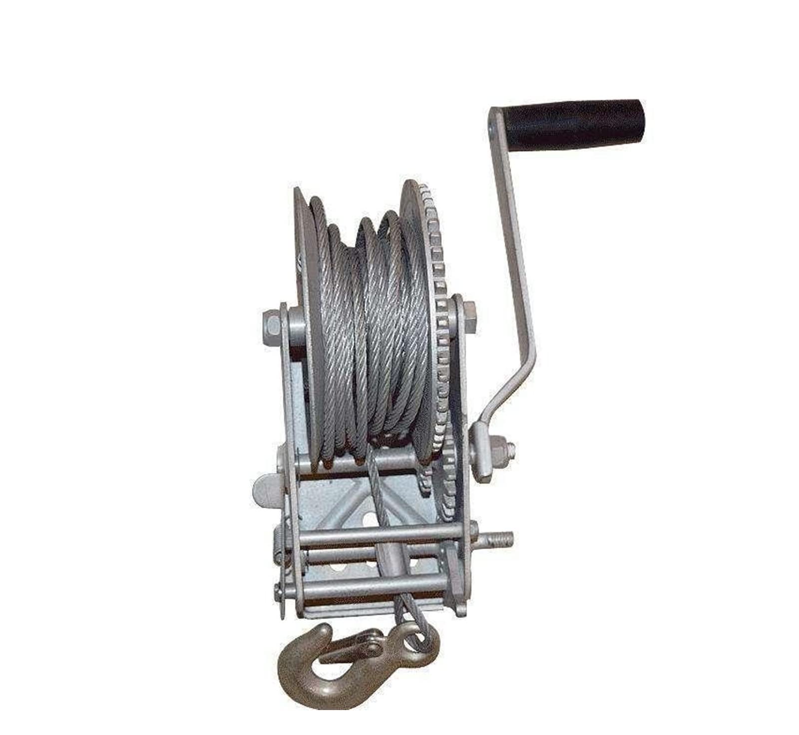 icVantA 3500Lbs Manual Winch Dual Gear Hand Winch Hand Crank Manual Boat ATV Rv Trailer 33Ft Cable Solid Wire Rope (Color : 1600 lb Wire Rope 8M) (2000lb Wire Rope 8M)